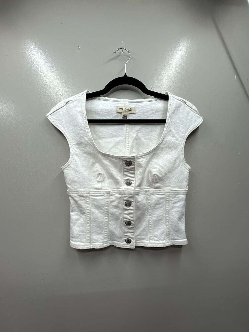 Madewell White Denim Corset Top Size 2